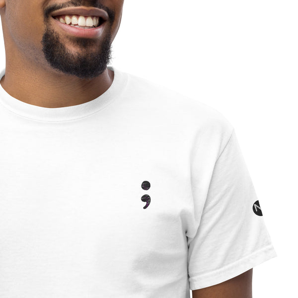 Black Embroidered Semicolon Tee