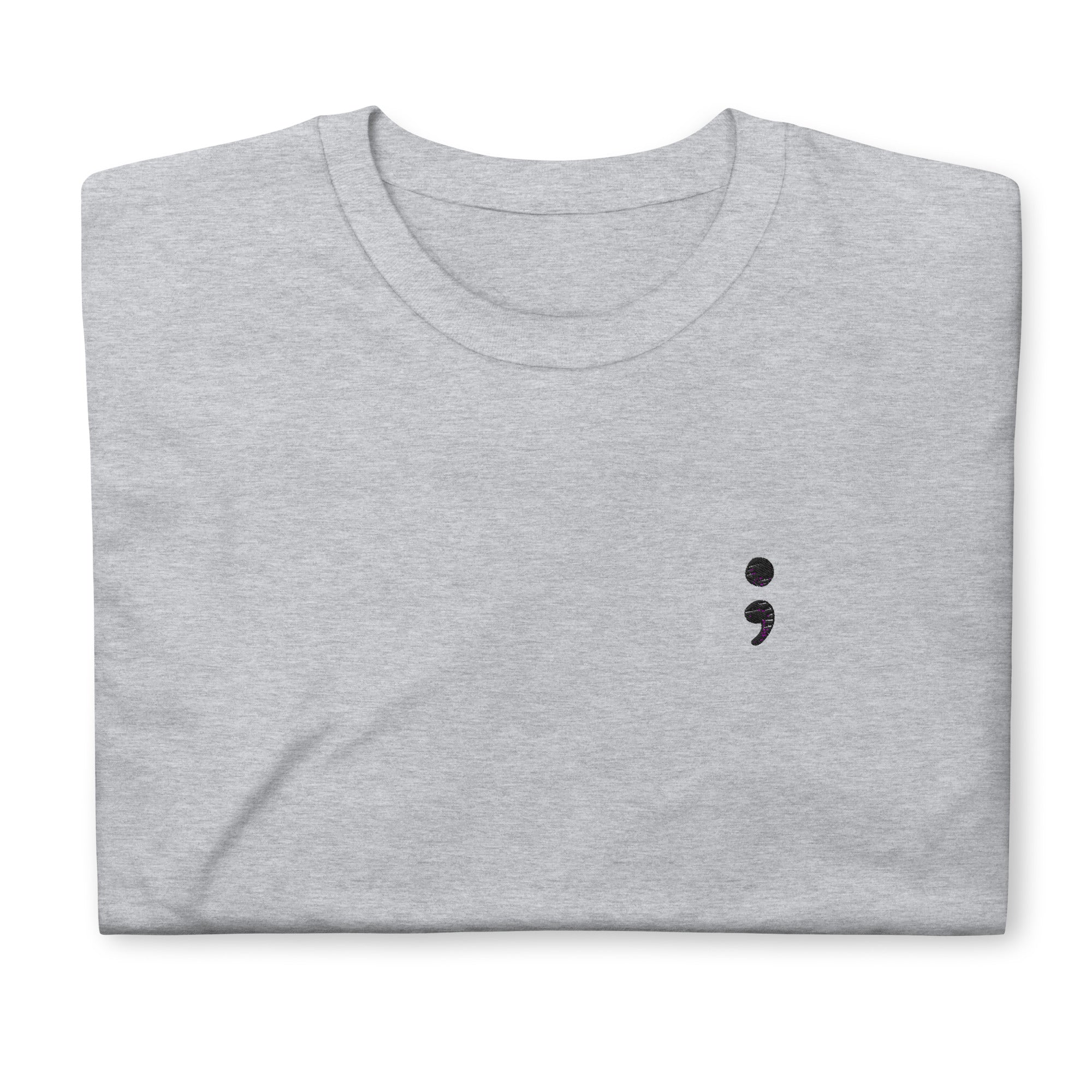 Black Embroidered Semicolon Tee