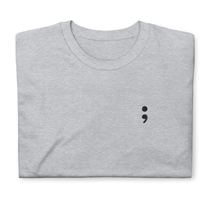 Black Embroidered Semicolon Tee