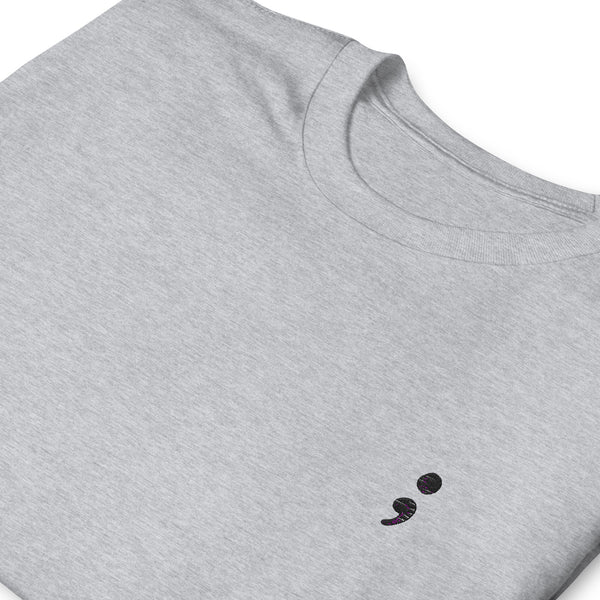 Black Embroidered Semicolon Tee