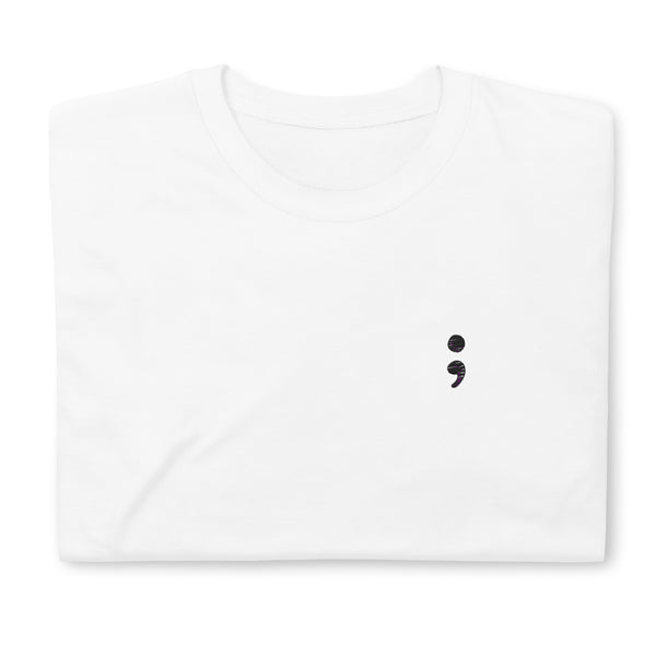 Black Embroidered Semicolon Tee