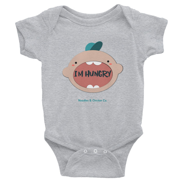 I'm Hungry! 100% ring-spun cotton Infant Bodysuit (peach baby)