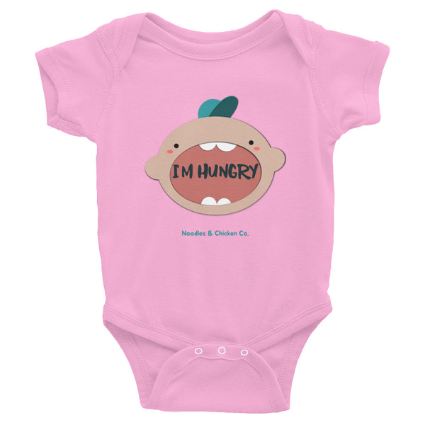 I'm Hungry! 100% ring-spun cotton Infant Bodysuit (peach baby)