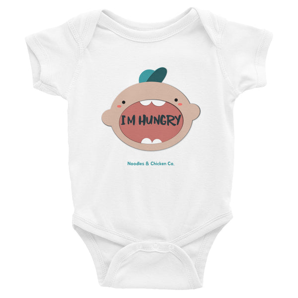 I'm Hungry! 100% ring-spun cotton Infant Bodysuit (peach baby)