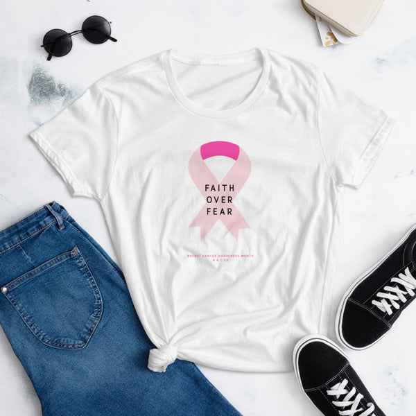 LIMITED EDITION! Breast Cancer Awareness (Faith Over Fear)Women's short sleeve t-shirt